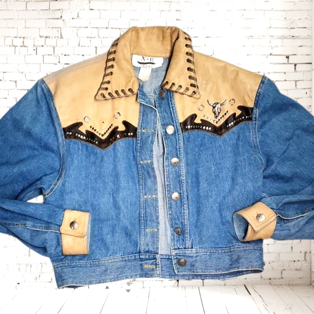 Blue and Tan Jean Jacket